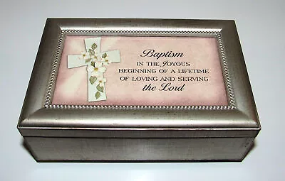 Carson Baptism Jewelry Trinket Music Box Plays Amazing Grace Replaceable Photo • $19.98