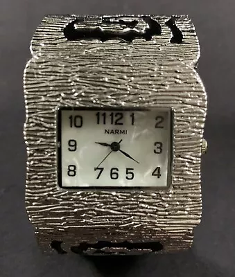 Vintage Narmi Women's Silver Cuff Band Bracelet Watch • $25