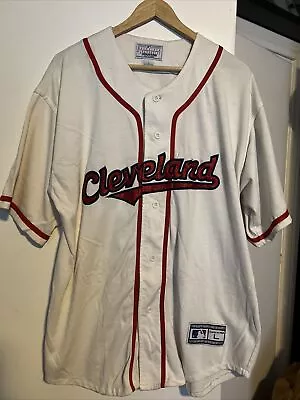 Vintage CLEVELAND INDIANS STARTER MLB Embroidered Button Down Jersey Men's L 44 • $34.99