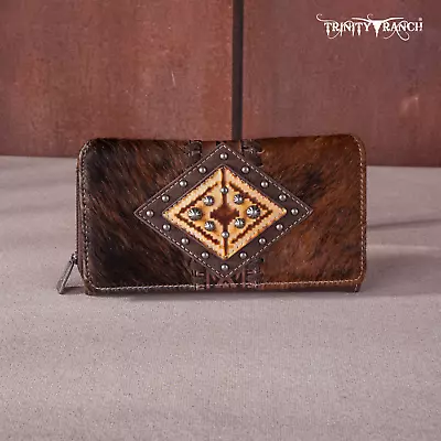 Trinity Ranch By Montana West Hair-On Cowhide Wallet Coffee • $39.99