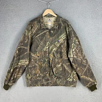 Mossy Oak Jacket Vintage Mens XXL Bomber Chamois Break Up Camouflage Hunting USA • $49.97