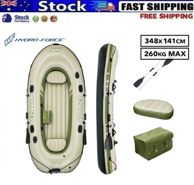 $162 • Buy Hydro-Force 348X141Cm Inflatable 3 Person Raft Boat W/ Oars & Storage Lake/River