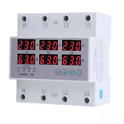 Digital 3 Phase DIN Rail Voltmeter Ammeter AC 390‑500V Electricity Usage Moni... • $49.30