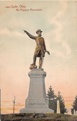 J71/ Clyde Ohio Postcard C1910 McPherson Monument Statue 333 • $9.20