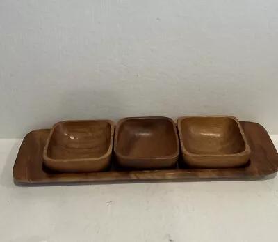 Mid Century Modern Tray With Three Wooden Bowls • $24.99