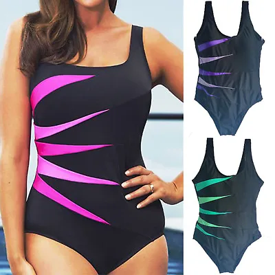 £13.29 • Buy Plus Size Womens Ladies Padded Monokini Beach Swimming Costume Backless Swimwear