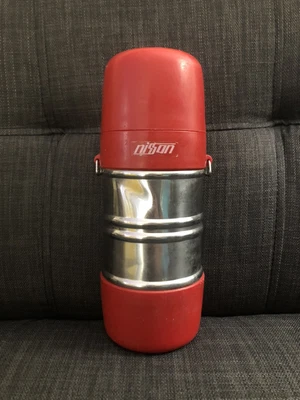 $24.99 • Buy Vintage Nissan Vacuum Flask Thermos Red Aluminum Nippon Sanso Japan Camping