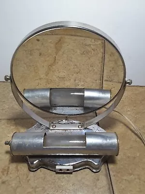 Vintage MCM Vanity Mirror CHROME Magnifying Reversible Lighted 2 Sided Works  • $19.98