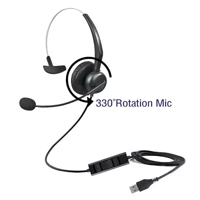 Office Call Center USB Headset Single Ear Headphone With Microphone PC Laptop UK • £16.95