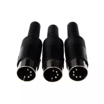 3 Pcs DIN Male Plug Cable Connector 5 Pin With Plastic Handle • £3.53