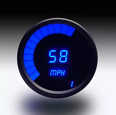 3 3/8  Universal Digital Memory Speedometer Blue LED Gauge Black Bezel USA Made • $84.66