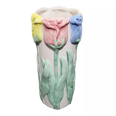 Excellent Vtg Tulip Floral Ceramic Vase 9 H • $16.14