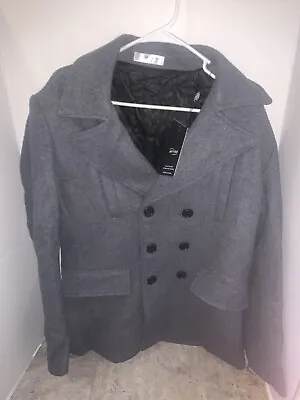 Aptro Wool Pea Coat Jacket Mens Size L GREY • $39.99