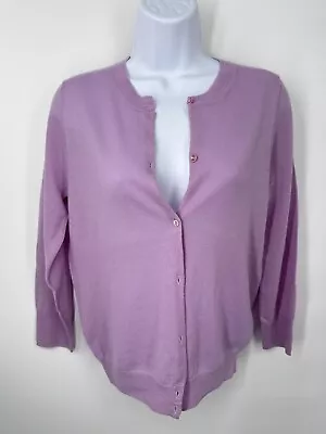 J Crew 100% Cashmere Pink/Violet  Cardigan Women’s  Small Blush Button Down MINT • $29