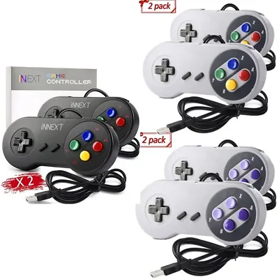 2 Pack INNEXT USB Long Wired Super Nintendo SNES PC Controller Gamepad Joystick • $8.19