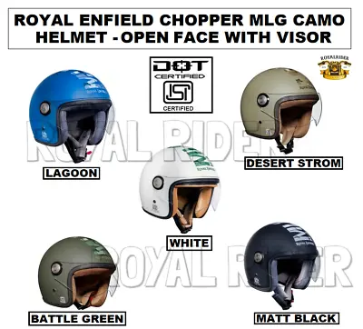 Royal Enfield  CHOPPER MLG CAMO HELMETS  Open Face With Visor (5 Colors) • $118.79