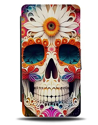 Bright Colourful Sugar Skull Mask Flip Wallet Case Mexico Mexican Floral BB19 • £19.99