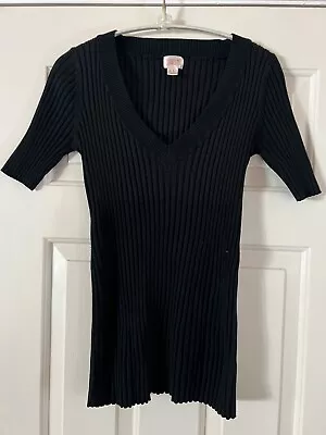 Mossimo Women's Short Sleeve Black Waffle Knit Long Sweater Size XL • $8.05