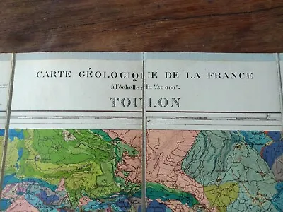 Toulon France. Vintage Geological Map. C1920s. Split Sheets Mounted On Linen • £85