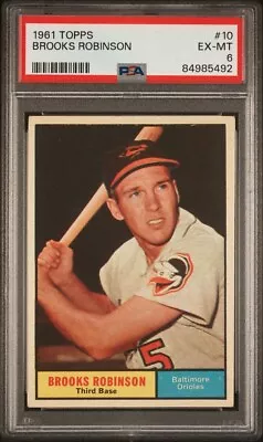 1961 Topps #10 Brooks Robinson Vintage HOF Baltimore Orioles PSA 6 Fresh Grade • $36.50