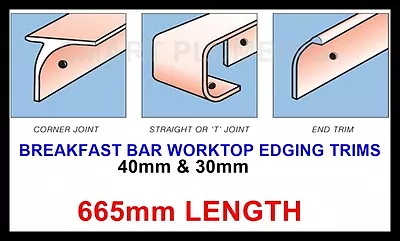 £9.99 • Buy Kitchen Worktop Breakfast Bar Edging Joining Strips Trims 665mm *BULLNOSE TRIMS*