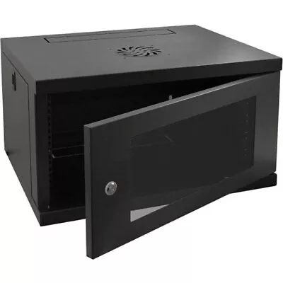 WALL MOUNT SERVER CABINET. BLACK GLASS 600x600 RR-W5-6-G REF WH1 • £44.99