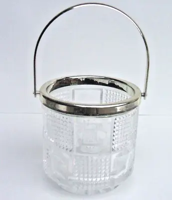 Vintage Small Glass Ice Bucket With Silver Plated Handle • $14.99