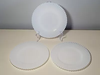 Lot Of 3 MacBeth-Evans Petalware Monax White Opalescent 8” Salad Plates Vintage • $22.99