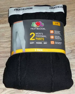 Fruit Of The Loom 2 Pack Men's Black Thermal Pants Size Large 36-38 • $20
