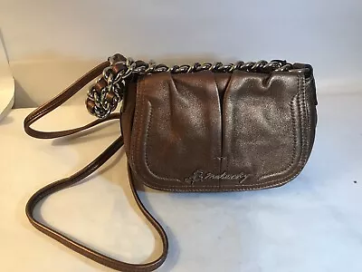 B Makowsky Metallic Copper Bronze Leather Chunky Chain Shoulder Handbag Purse • $25