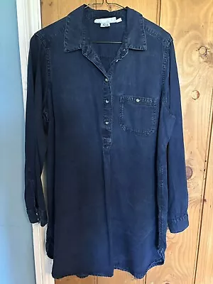 H&M Lyocell Denim Blue Long Shirt Dress/Tunic/Popover 14 • £8.99