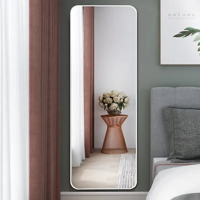 White Metal Framed Long Full Length Wall Mirror Bedroom Dressing Room Hanging • £35.95