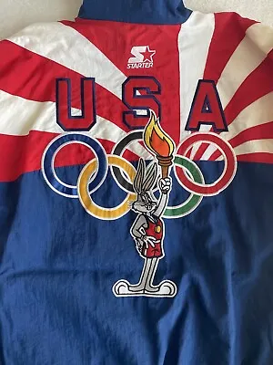 Vintage 90s Team USA Olympics Bugs Bunny Starter Jacket Size L / XL Embroidered • $75