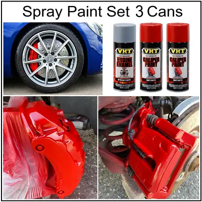 3PK Brake Caliper Red Paint Rotor Drum Primer Coating Crack Rust Resist Temp Can • $64.45