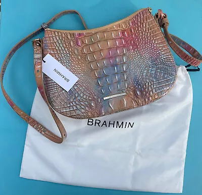 £244.59 • Buy Brahmin Courage Melbourne Gorgeous Colors Croc Leather Shayna Shoulder Bag NEW