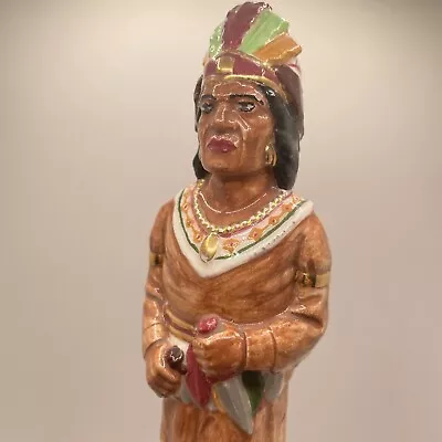 Hand Painted Cigar Store Indian Chief Statue 8  Ceramic Tobacco Store Statue VTG • $99.99