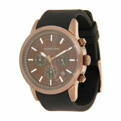 New Michael Kors Scout Brown Toneblack Silicone Bandchronograph Watch-mk8285 • $249.99