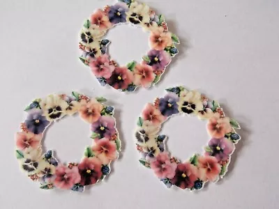 12 PRECUT Edible Pansy Wreath Flowers Wafer/rice Paper Cake/cupcake Toppers • £2.85