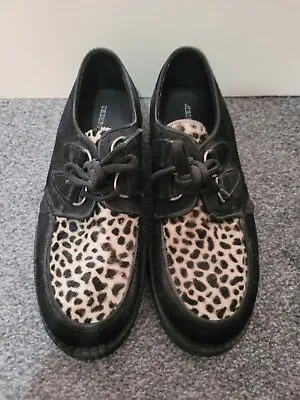 £55 • Buy Underground Creepers Wulfrun Black Animal Print Suede Leather Platform Shoes 7