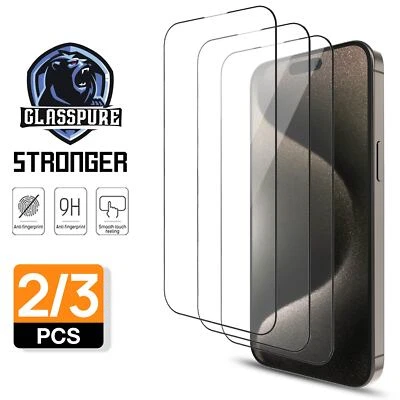 $7.99 • Buy 3x Tempered Glass Screen Protector For IPhone 15 14 13 12 11 Pro Max  Xr Xs