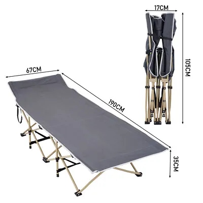 Portable Folding Camping Cot Steel Frame Single Person Military Sleeping Bed • £33.94