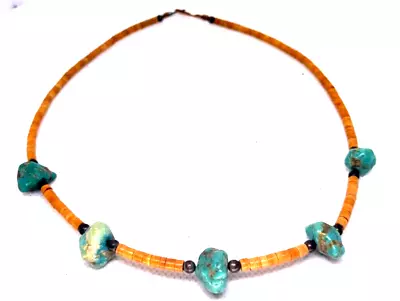 Vtg TURQUOISE CHUNK HEISHI NAVAJO 70s NECKLACE  17” See All & Combine! • $28