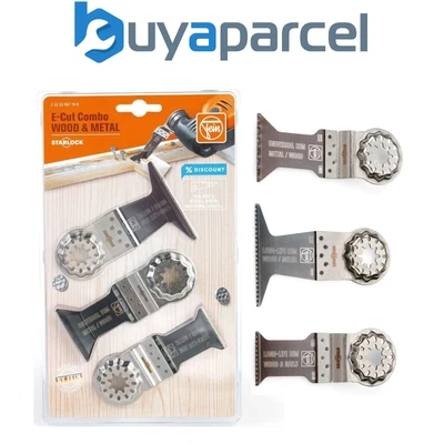 £22.99 • Buy Fein E-Cut Saw Blade 3PC Multi Tool Set Starlock Wood & Metal Combo Plunge Cut 