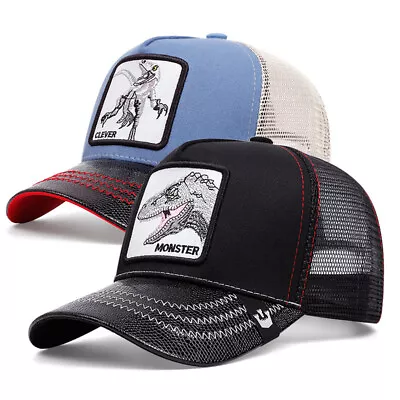 Dinosaur Baseball Cap Leather Outdoor Animal Peaked Cap Breathable Mesh Cap • $9.99