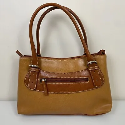 Matties Bags Handbag Womens Clutch Tan Brown Leather Medium  Zipped Compartments • £18.99