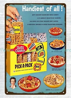 1956 Betty Crocker Pick-A-Pack Cereal Variety Pack Metal Tin Sign Find Wall Art • £18.23