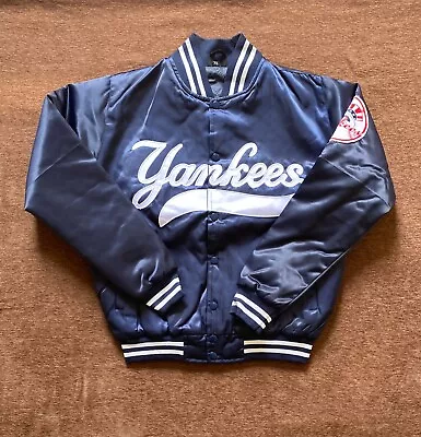 New York Yankees Athletic Navy Satin Bomber Varsity Jacket - MLB Baseball Men's • $99.99