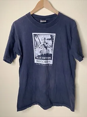 Vintage Blue Rhythm Records Shirt Mens Sz L Black Oneita Single Stitch Music Tee • $39.99