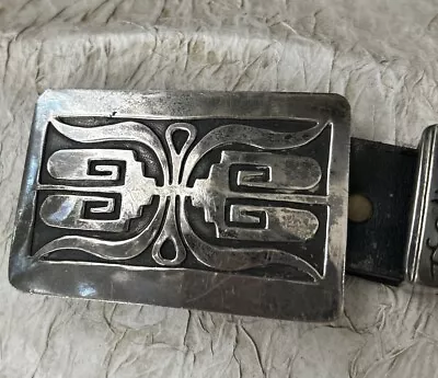 Vintage Navajo AC Henry  Sterling Silver Belt Buckle Signed • $125