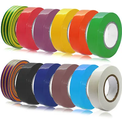 STRONG PVC INSULATION TAPE HIGH QUALITY FLAME RETARDANT 3 COLOURS 19mm X 20m  • £5.25
